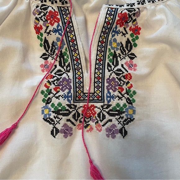 Ukrainian Embroidered Cross Stitch Folk Blouse-Size Medium/Large-Heavy Cotton - Picture 12 of 12